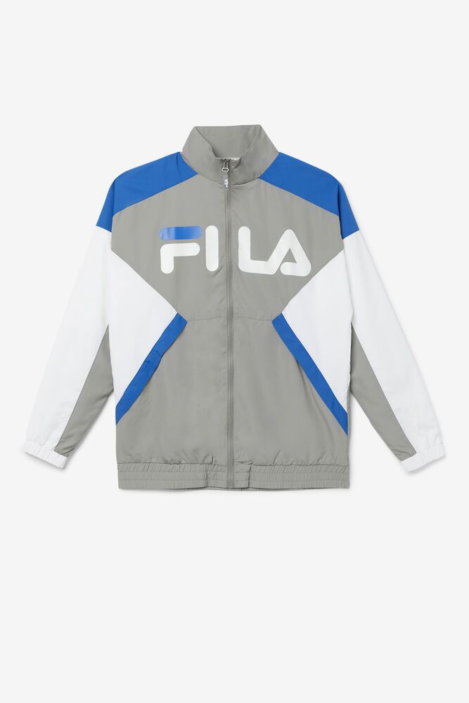 Fila Jacket Oliviero Wind Mens Grey/White/Blue - India DEM-806721